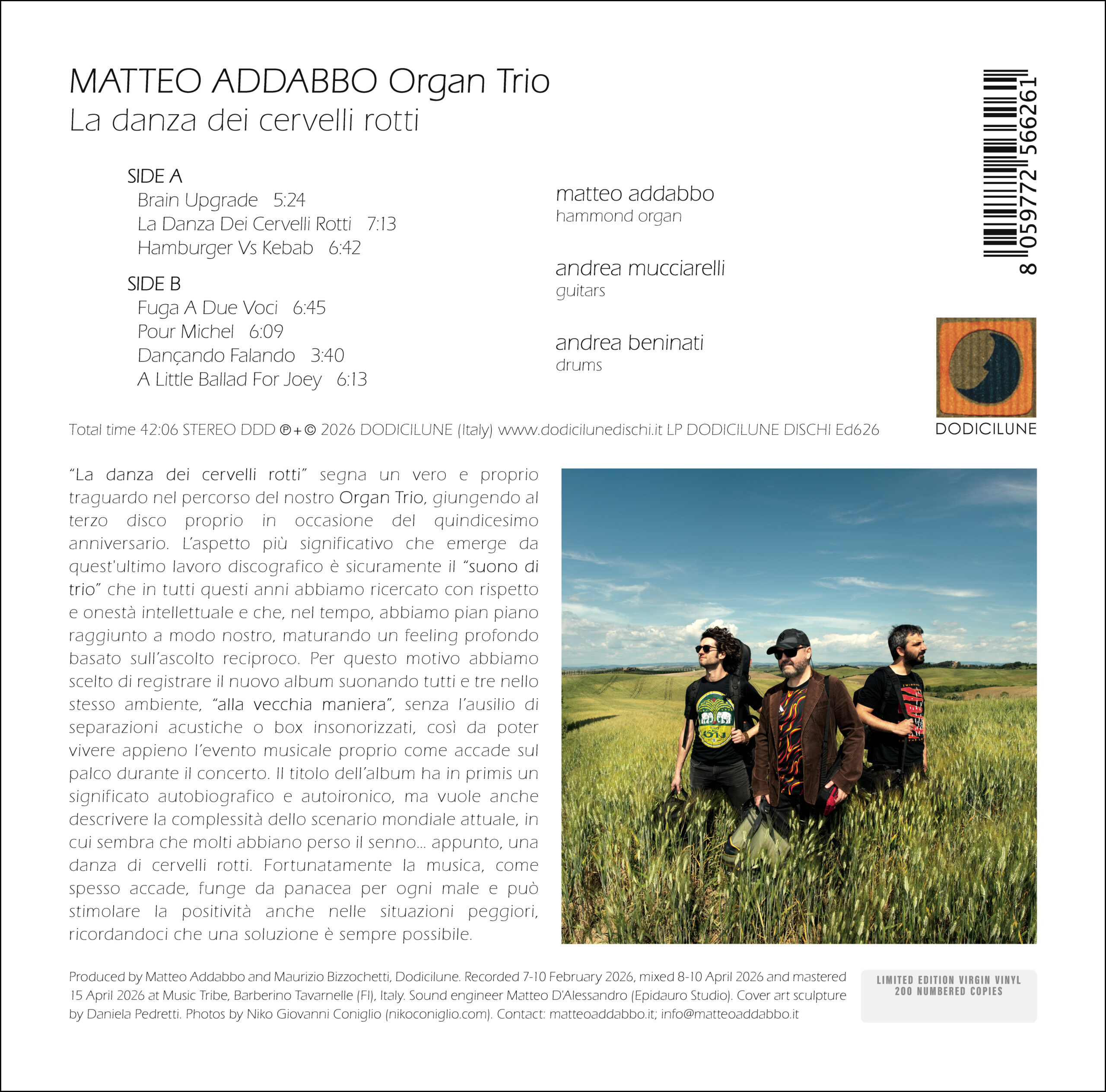 MATTEO ADDABBO Organ Trio - La danza dei cervelli rotti (LP) - immagine 2